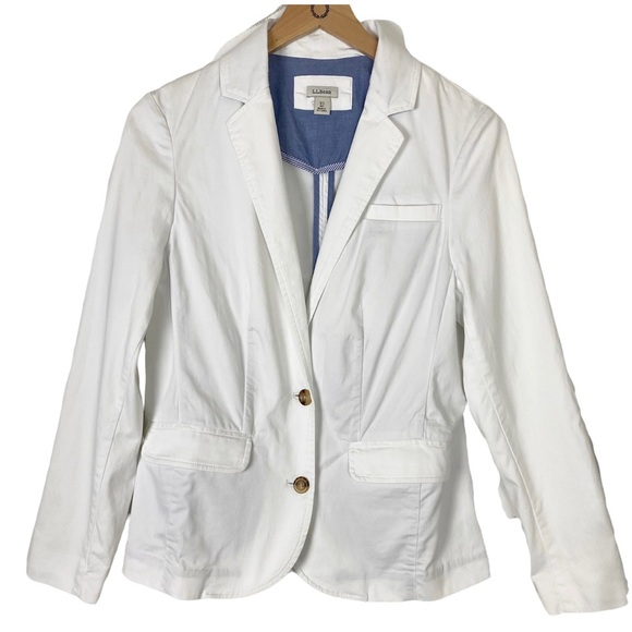 L.L. BEAN White Brushed Cotton Casual 2-Button Blazer Jacket XS Summer - Picture 13 of 13